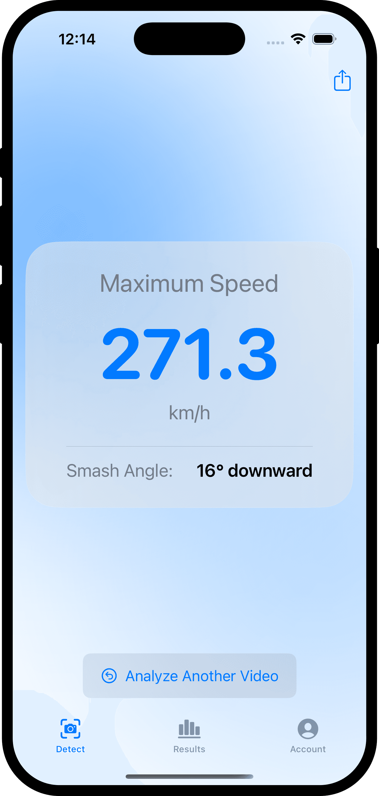 Smashspeed App speed results screen simulator